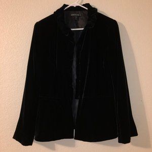 LAFAYETTE 148 NY Black Velvet Ruffle Trim Jacket 8
